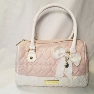 ❤ Betsey Johnson| Pale Pink and White Handbag